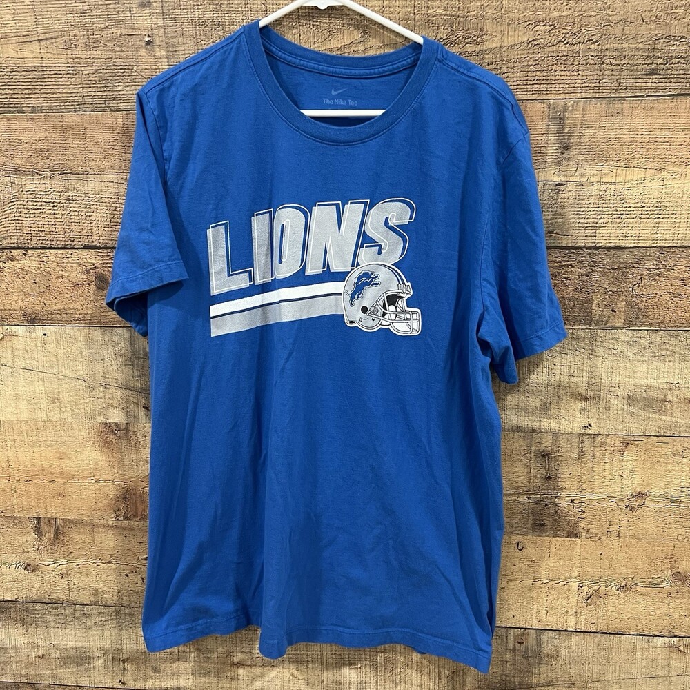 The Nike Tee Detroit Lions Football Blue T Shirt Short Sleeve Size XL
